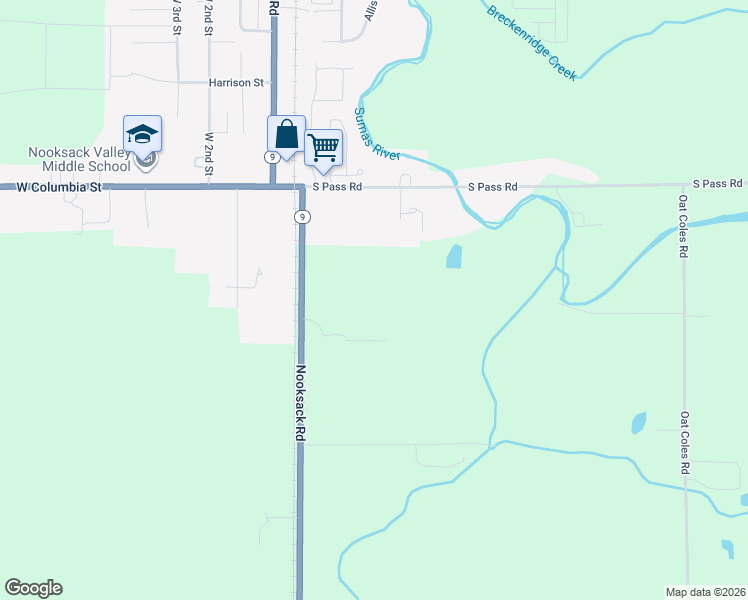 map of restaurants, bars, coffee shops, grocery stores, and more near 7602 Nooksack Road in Everson