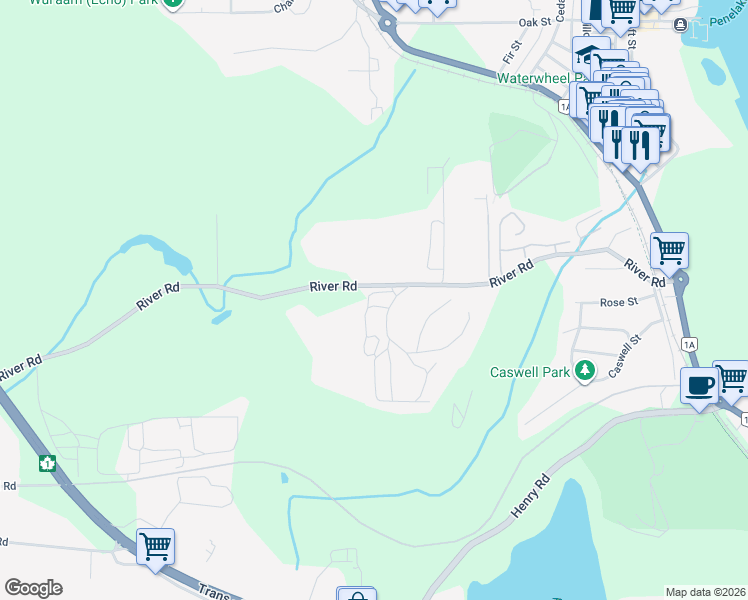 map of restaurants, bars, coffee shops, grocery stores, and more near 3042 River Road in Chemainus