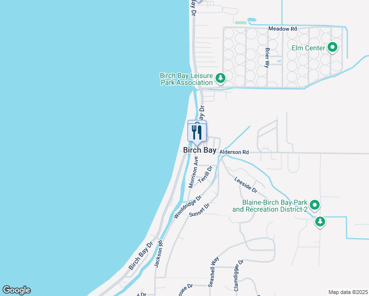 map of restaurants, bars, coffee shops, grocery stores, and more near 7605 Birch Bay Drive in Blaine