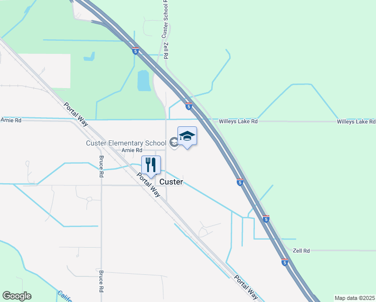 map of restaurants, bars, coffee shops, grocery stores, and more near 7660 Custer School Road in Custer