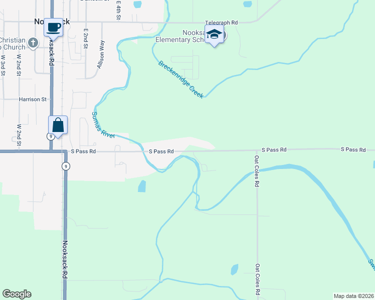 map of restaurants, bars, coffee shops, grocery stores, and more near 3292 South Pass Road in Everson