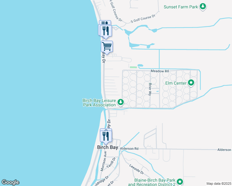 map of restaurants, bars, coffee shops, grocery stores, and more near 4811 Cedar Lane in Blaine