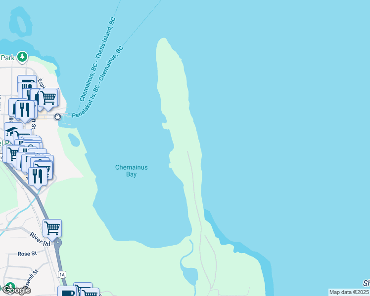 map of restaurants, bars, coffee shops, grocery stores, and more near 9900 Bare Point Road in Chemainus
