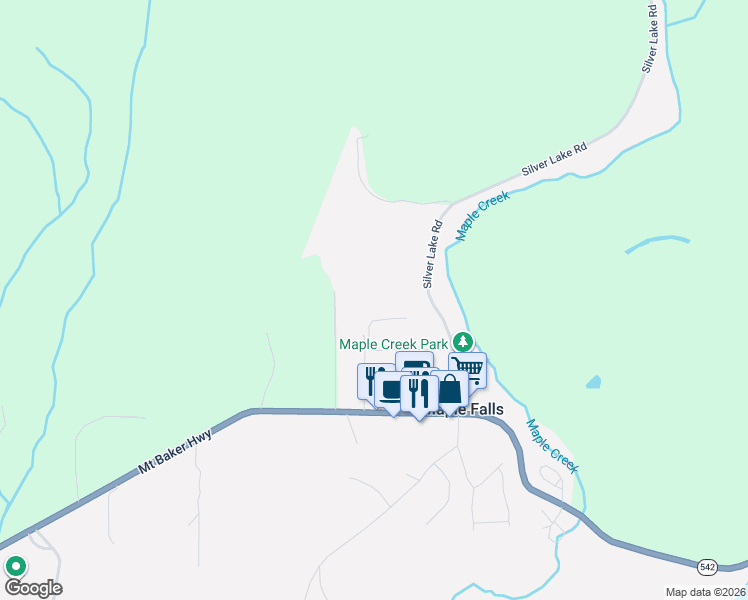map of restaurants, bars, coffee shops, grocery stores, and more near 7865 Silver Lake Road in Maple Falls