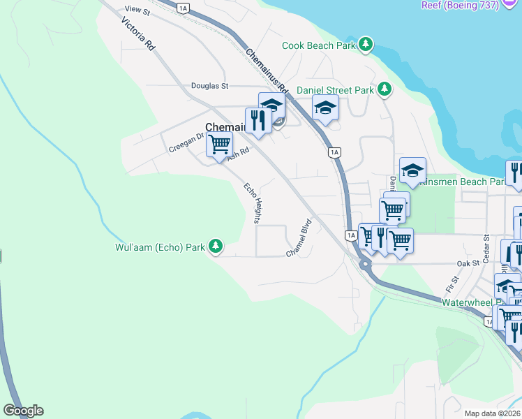 map of restaurants, bars, coffee shops, grocery stores, and more near 9921 Echo Heights in Chemainus