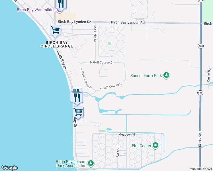 map of restaurants, bars, coffee shops, grocery stores, and more near 4770 South Golf Course Drive in Blaine
