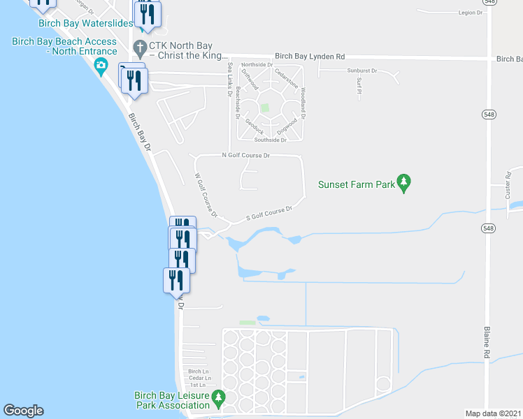 map of restaurants, bars, coffee shops, grocery stores, and more near 4764 South Golf Course Drive in Blaine