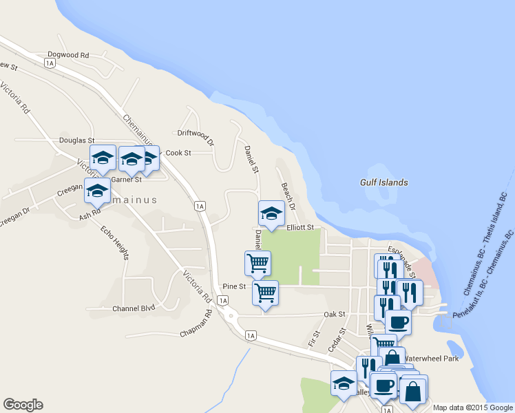 map of restaurants, bars, coffee shops, grocery stores, and more near 9993 Daniel St in Chemainus