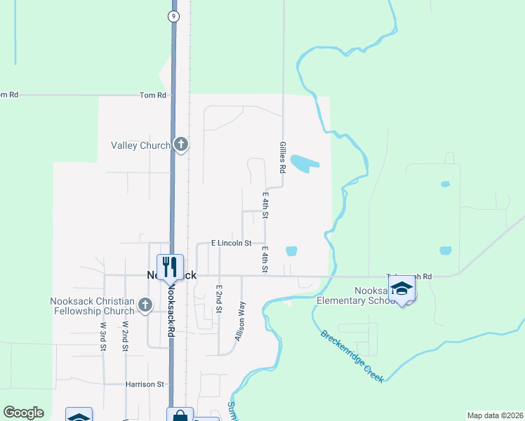 map of restaurants, bars, coffee shops, grocery stores, and more near 401 East Grant Street in Everson
