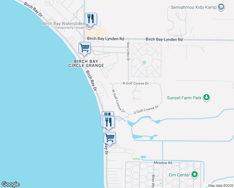 map of restaurants, bars, coffee shops, grocery stores, and more near 4817 North Golf Course Drive in Blaine