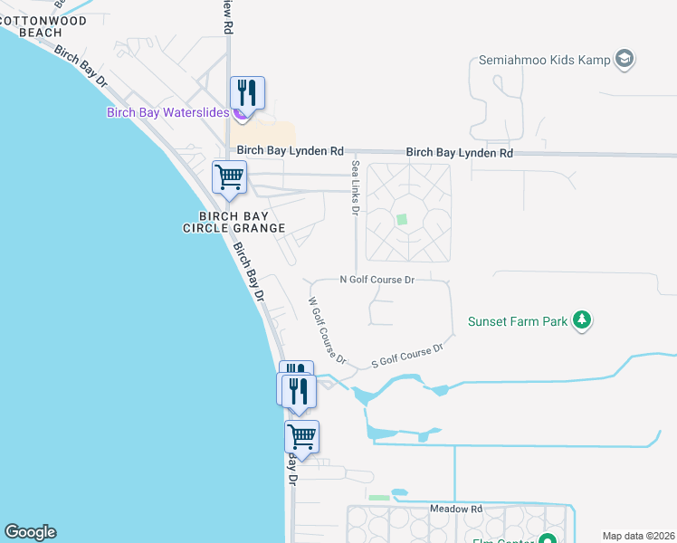 map of restaurants, bars, coffee shops, grocery stores, and more near 4808 North Golf Course Drive in Blaine