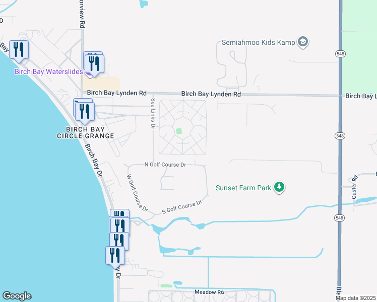 map of restaurants, bars, coffee shops, grocery stores, and more near 8080 Harborview Road in Blaine