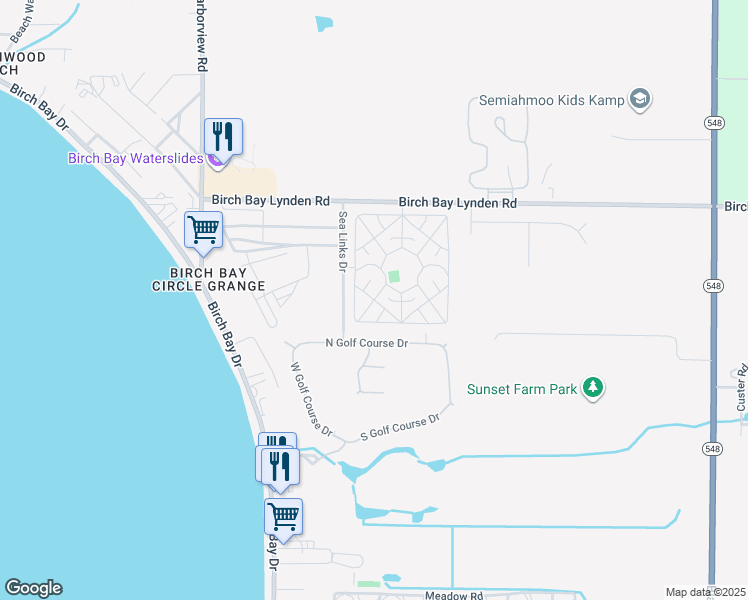 map of restaurants, bars, coffee shops, grocery stores, and more near Geoduck in Birch Bay