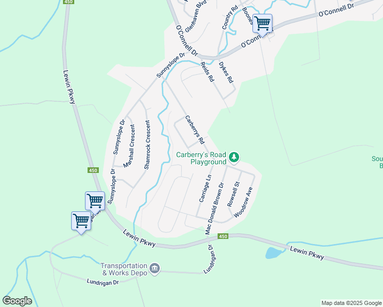 map of restaurants, bars, coffee shops, grocery stores, and more near Silver Street in Corner Brook