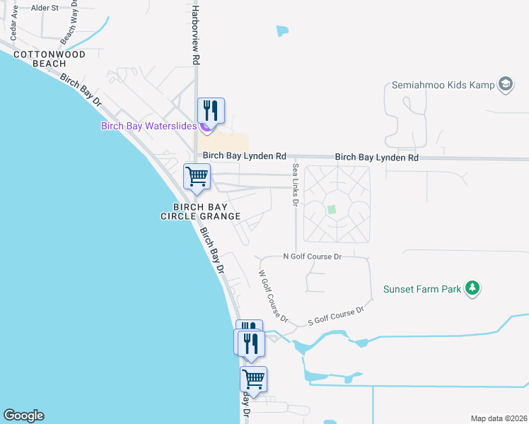 map of restaurants, bars, coffee shops, grocery stores, and more near 4808 North Golf Course Drive in Blaine