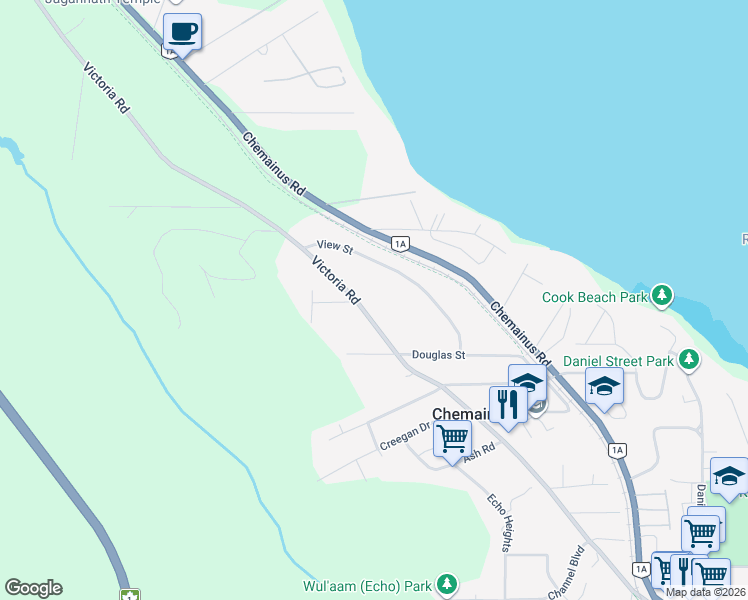 map of restaurants, bars, coffee shops, grocery stores, and more near 10138 View Street in Chemainus