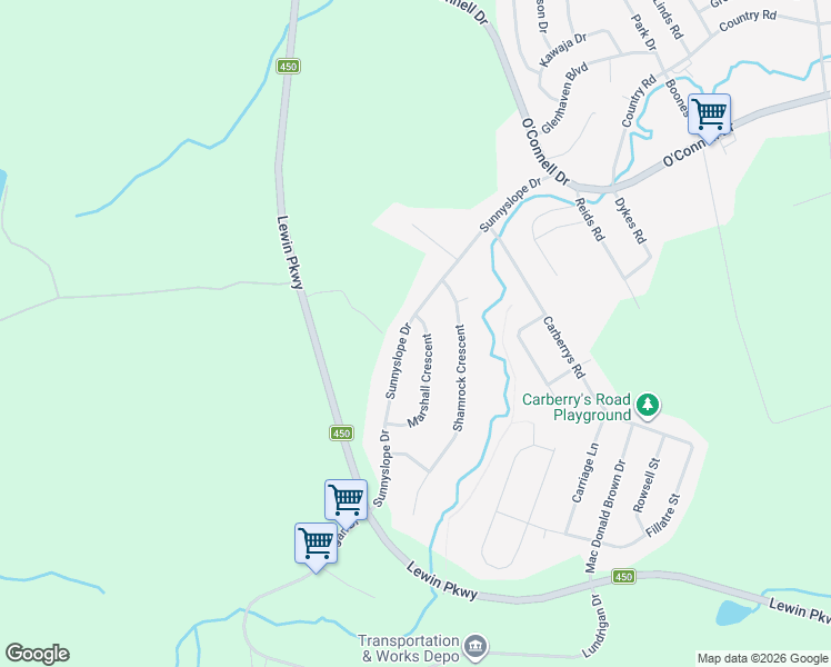 map of restaurants, bars, coffee shops, grocery stores, and more near 4 Marshall Crescent in Corner Brook
