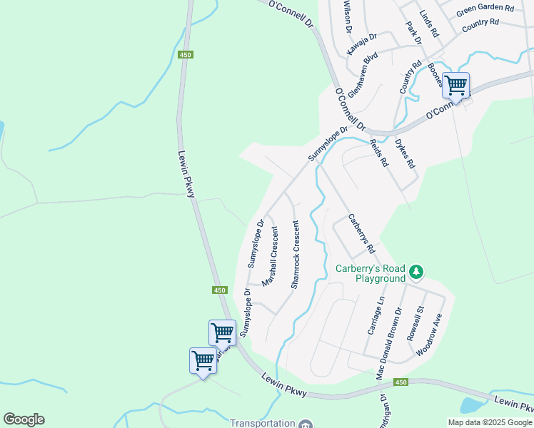 map of restaurants, bars, coffee shops, grocery stores, and more near Sunnyslope Drive in Corner Brook