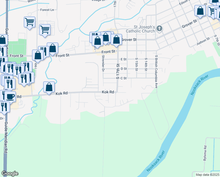 map of restaurants, bars, coffee shops, grocery stores, and more near 1726 Kok Road in Lynden