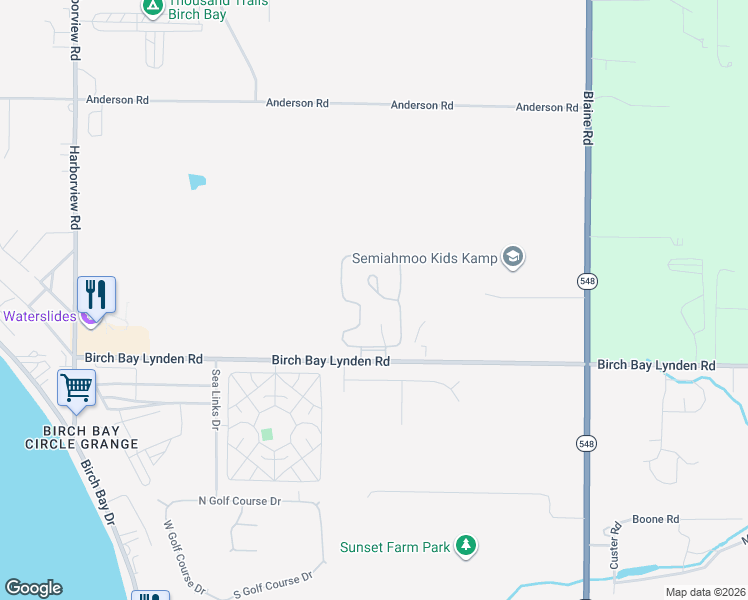 map of restaurants, bars, coffee shops, grocery stores, and more near 4672 Birch Bay Lynden Road in Blaine