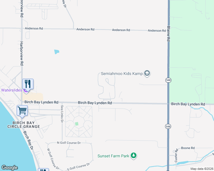 map of restaurants, bars, coffee shops, grocery stores, and more near 4672 Birch Bay Lynden Road in Blaine