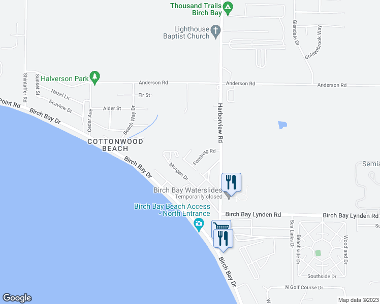map of restaurants, bars, coffee shops, grocery stores, and more near 4925 Ritchie Lane in Blaine