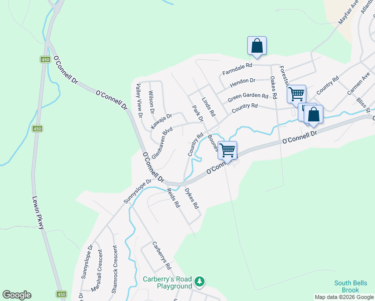 map of restaurants, bars, coffee shops, grocery stores, and more near 206 Country Road in Corner Brook