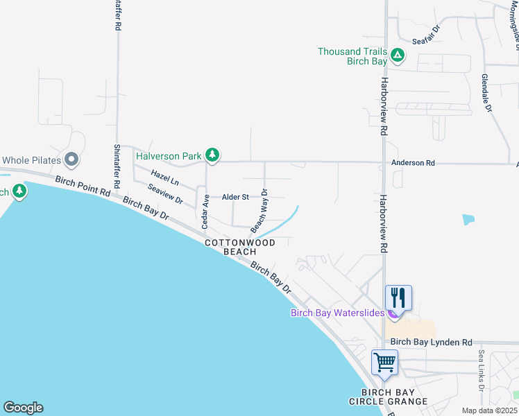 map of restaurants, bars, coffee shops, grocery stores, and more near 5028 Alder Street in Blaine