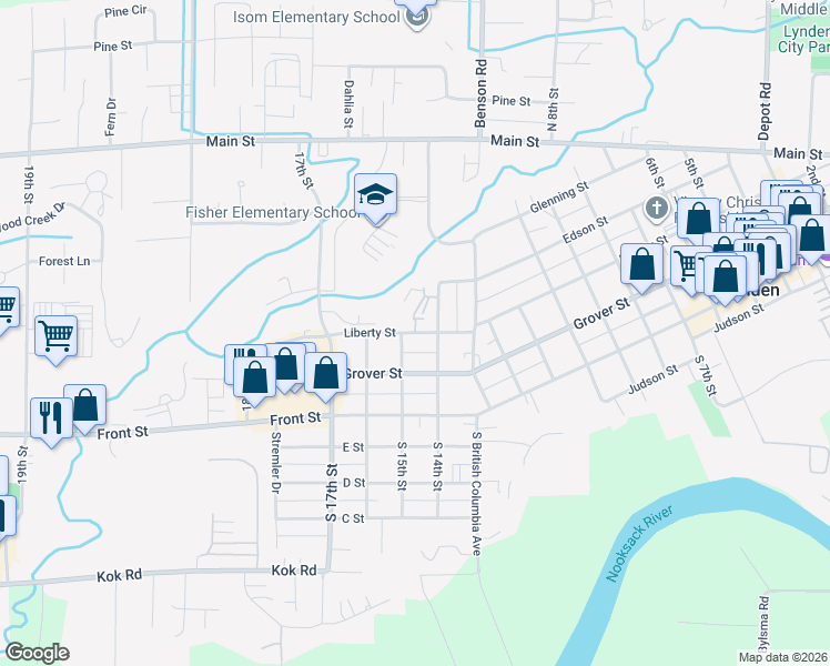 map of restaurants, bars, coffee shops, grocery stores, and more near 101 La Villa Drive in Lynden