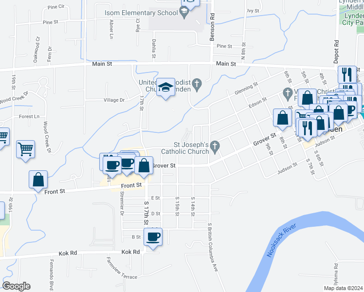 map of restaurants, bars, coffee shops, grocery stores, and more near 101 La Villa Drive in Lynden