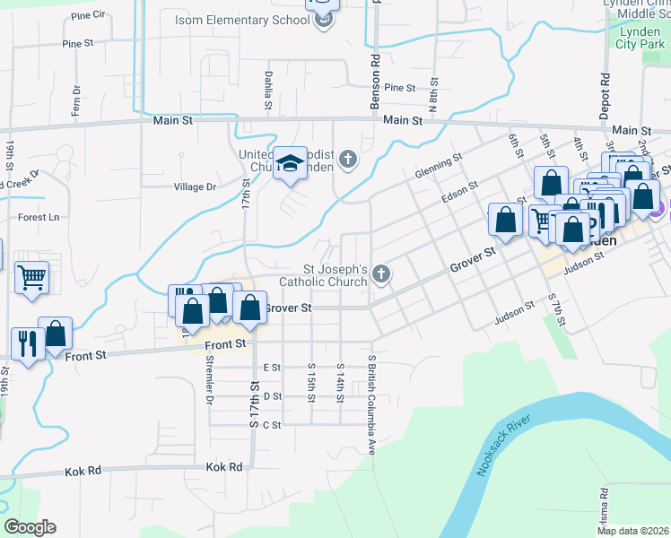 map of restaurants, bars, coffee shops, grocery stores, and more near 101 La Villa Drive in Lynden