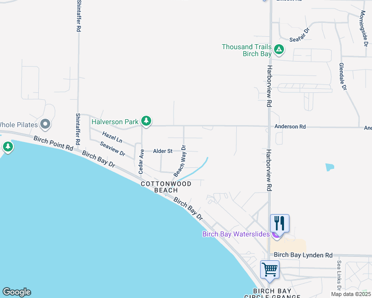 map of restaurants, bars, coffee shops, grocery stores, and more near 5028 Alder Street in Blaine