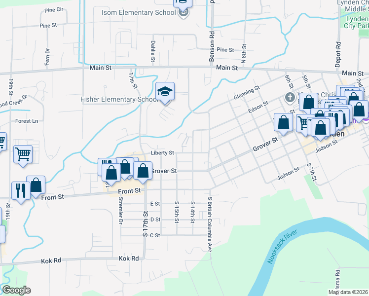 map of restaurants, bars, coffee shops, grocery stores, and more near 101 La Villa Drive in Lynden