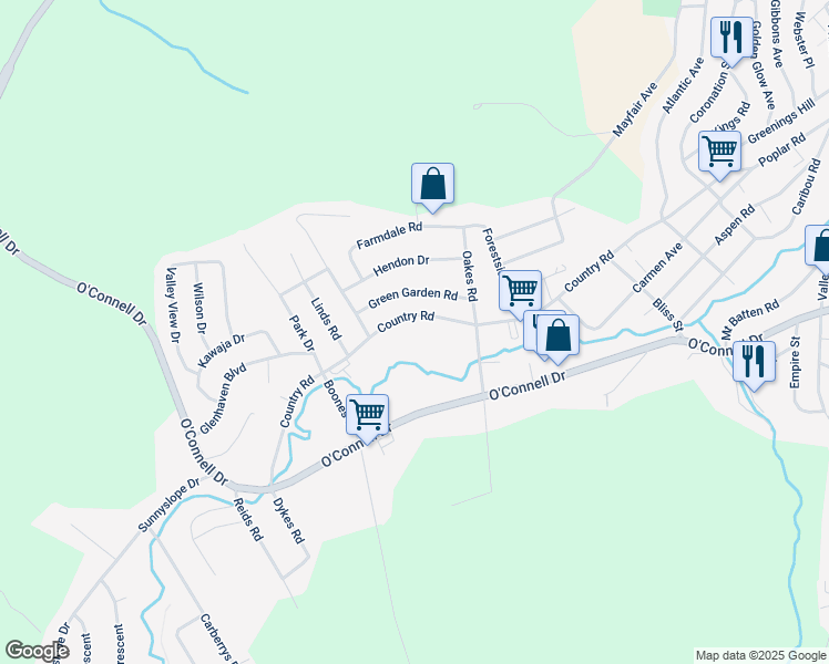 map of restaurants, bars, coffee shops, grocery stores, and more near 137 Country Road in Corner Brook