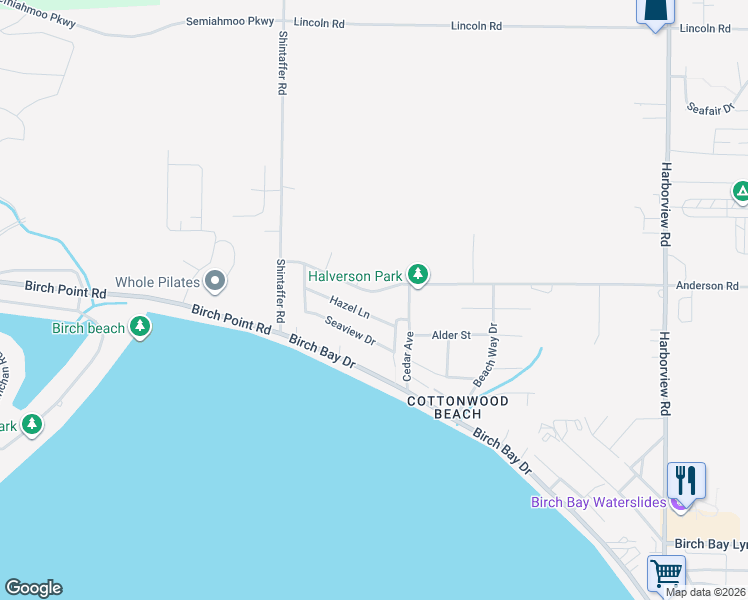 map of restaurants, bars, coffee shops, grocery stores, and more near 5112 Anderson Road in Blaine