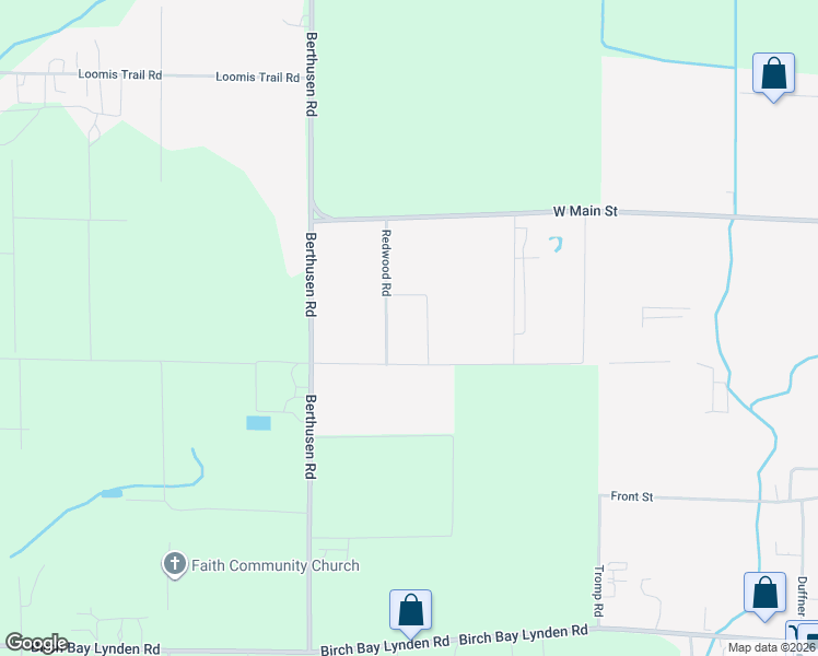 map of restaurants, bars, coffee shops, grocery stores, and more near Leatherwood Place in Lynden