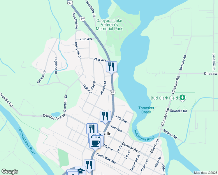 map of restaurants, bars, coffee shops, grocery stores, and more near 911 19th Avenue in Oroville
