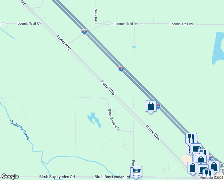 map of restaurants, bars, coffee shops, grocery stores, and more near 8330 Portal Way in Blaine
