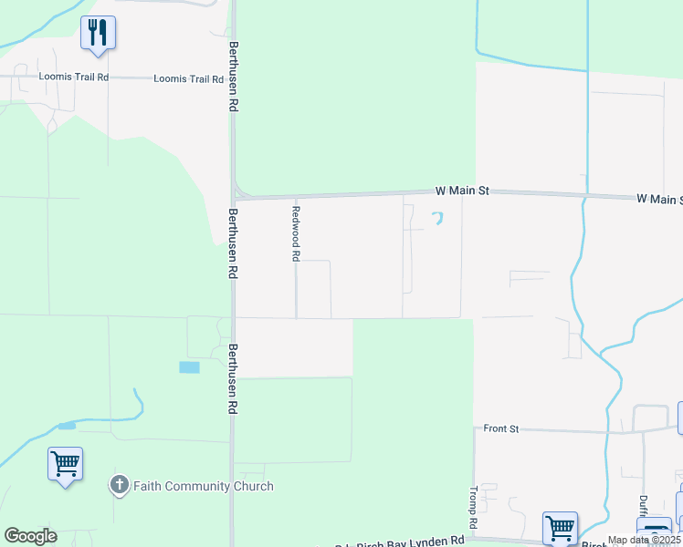 map of restaurants, bars, coffee shops, grocery stores, and more near 2305 Alderwood Road in Lynden