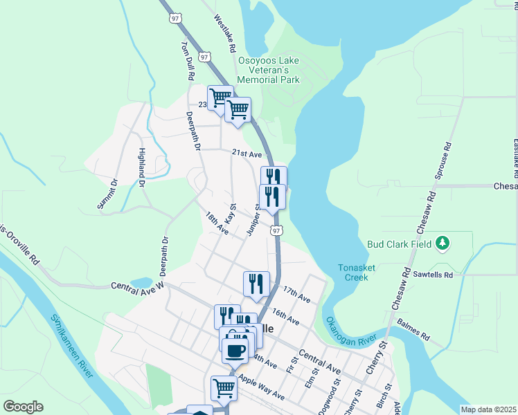 map of restaurants, bars, coffee shops, grocery stores, and more near 911 19th Avenue in Oroville