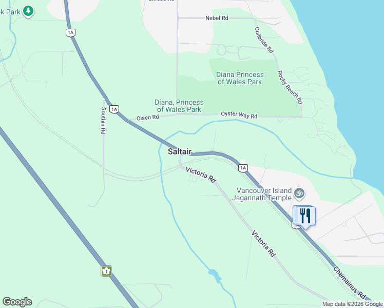 map of restaurants, bars, coffee shops, grocery stores, and more near 10605 Chemainus Road in Ladysmith