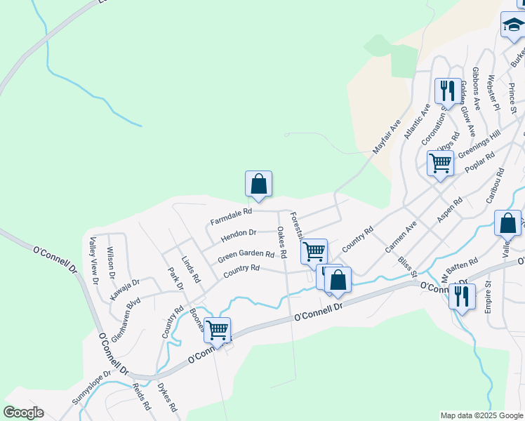 map of restaurants, bars, coffee shops, grocery stores, and more near 12 Farmdale Road in Corner Brook