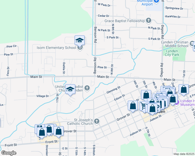 map of restaurants, bars, coffee shops, grocery stores, and more near 875 Main St in Lynden