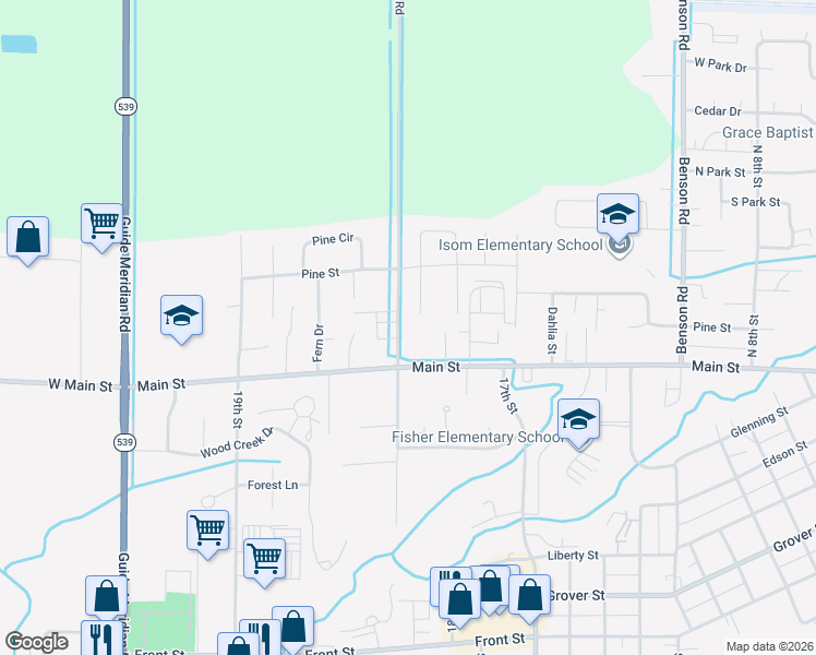 map of restaurants, bars, coffee shops, grocery stores, and more near 812 Hemlock Court in Lynden