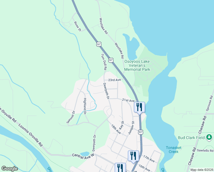 map of restaurants, bars, coffee shops, grocery stores, and more near 2203 Deerpath Dr in Oroville