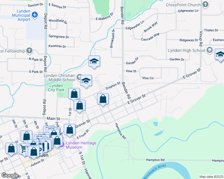 map of restaurants, bars, coffee shops, grocery stores, and more near 700 Drayton Street in Lynden
