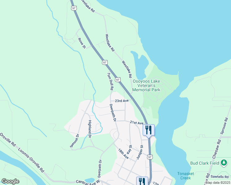 map of restaurants, bars, coffee shops, grocery stores, and more near 6 Tom Dull Road in Oroville