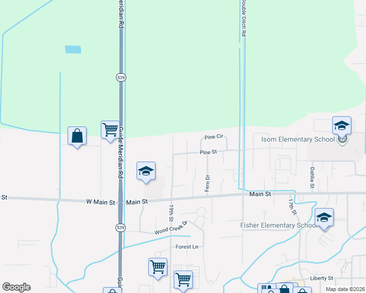 map of restaurants, bars, coffee shops, grocery stores, and more near 949 North Pine Court in Lynden
