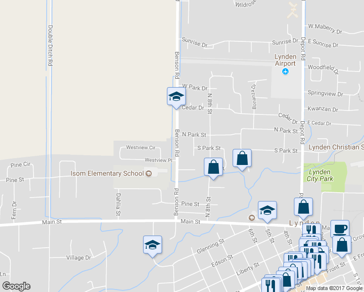 map of restaurants, bars, coffee shops, grocery stores, and more near 8526 Benson Road in Lynden
