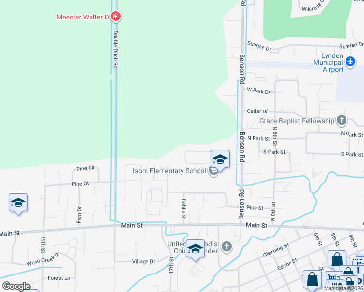 map of restaurants, bars, coffee shops, grocery stores, and more near 1630 Westview Circle in Lynden